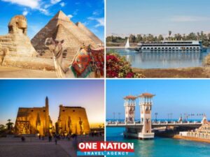 Tour group exploring Egypt's historical sites on an 8-day Cairo, Aswan, Nile Cruise, Luxor, and Alexandria tour.
