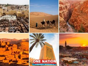 7-day Morocco desert tour, Casablanca to Marrakech, showcasing dunes, camels, and vibrant bazaars.