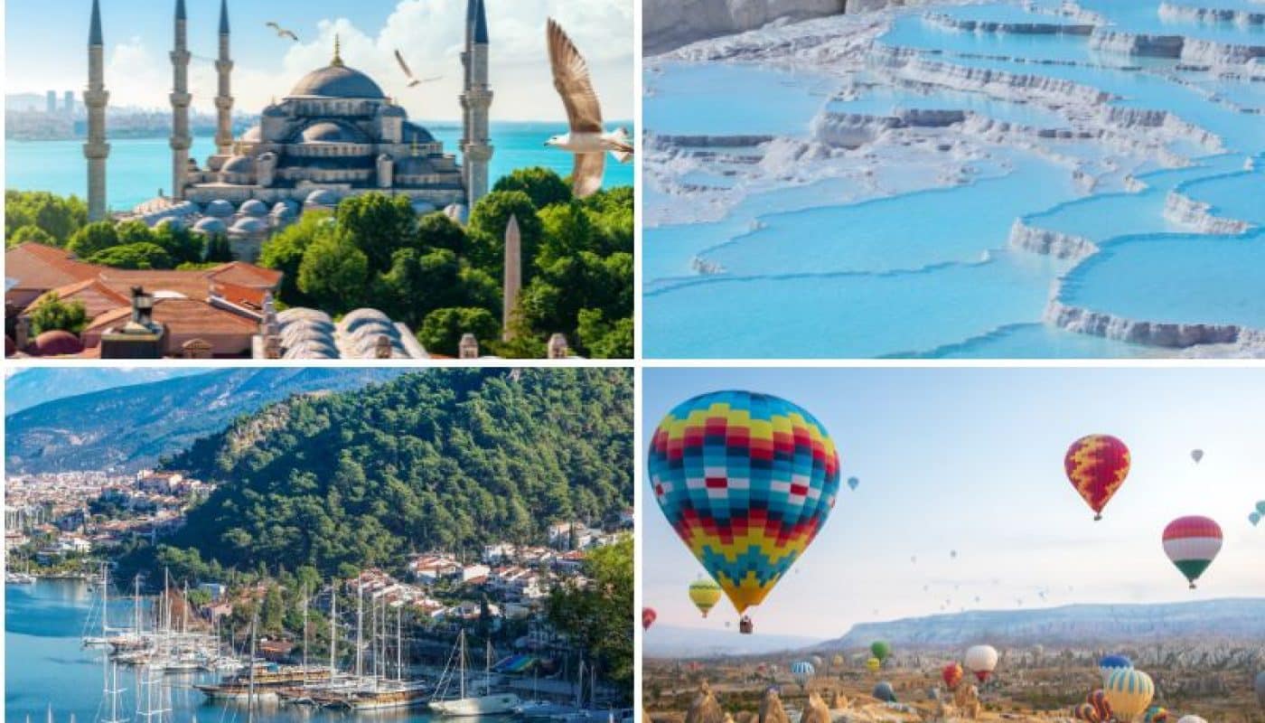 Explore the highlights of Turkey on a 12-day tour, featuring Istanbul, Pamukkale, Fethiye, Antalya, and Cappadocia.