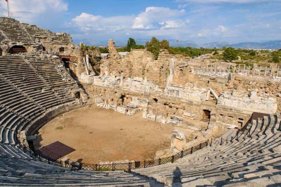 Roman theatre in Side in Antalya, Turkey